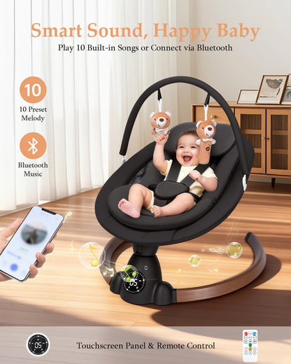 Uuoeebb baby swing touch control panel and Bluetooth features