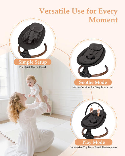 Uuoeebb baby swing with remote control and music speaker detail