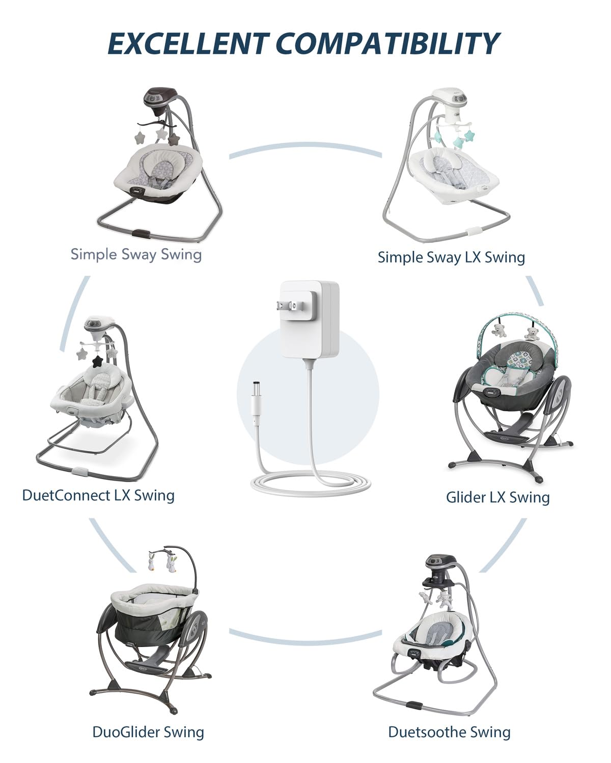 Six foot replacement power cable for Graco swing