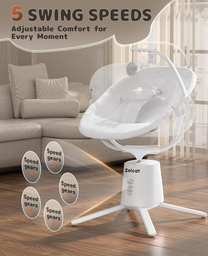 Close up of Zoicay baby swing touch control panel
