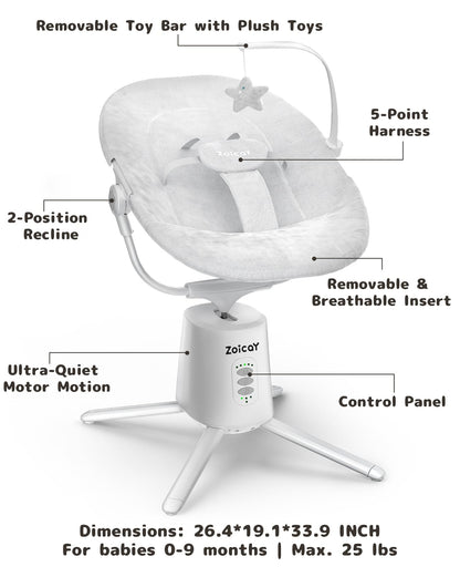 Zoicay baby swing folded for storage and portability