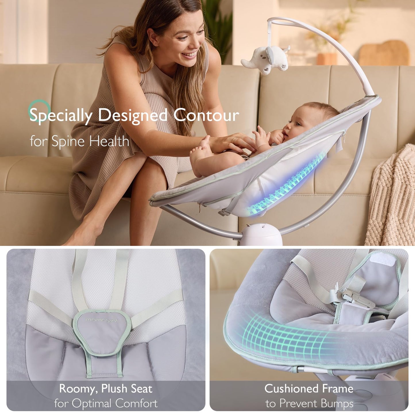 Momcozy CocoSway baby swing with remote control