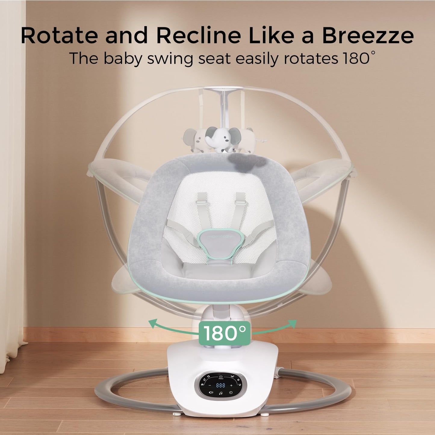 Close up of Momcozy CocoSway 5-point harness safety feature
