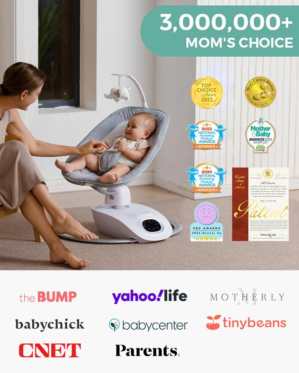 Momcozy baby swing stable metal base construction