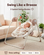 Tiny Marvels portable swing featuring removable toy bar and plush toys
