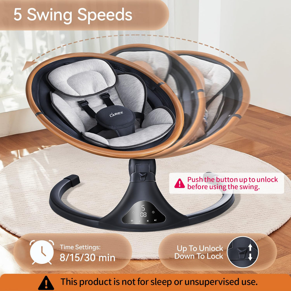 Larex baby rocker showing the digital touch panel at the base