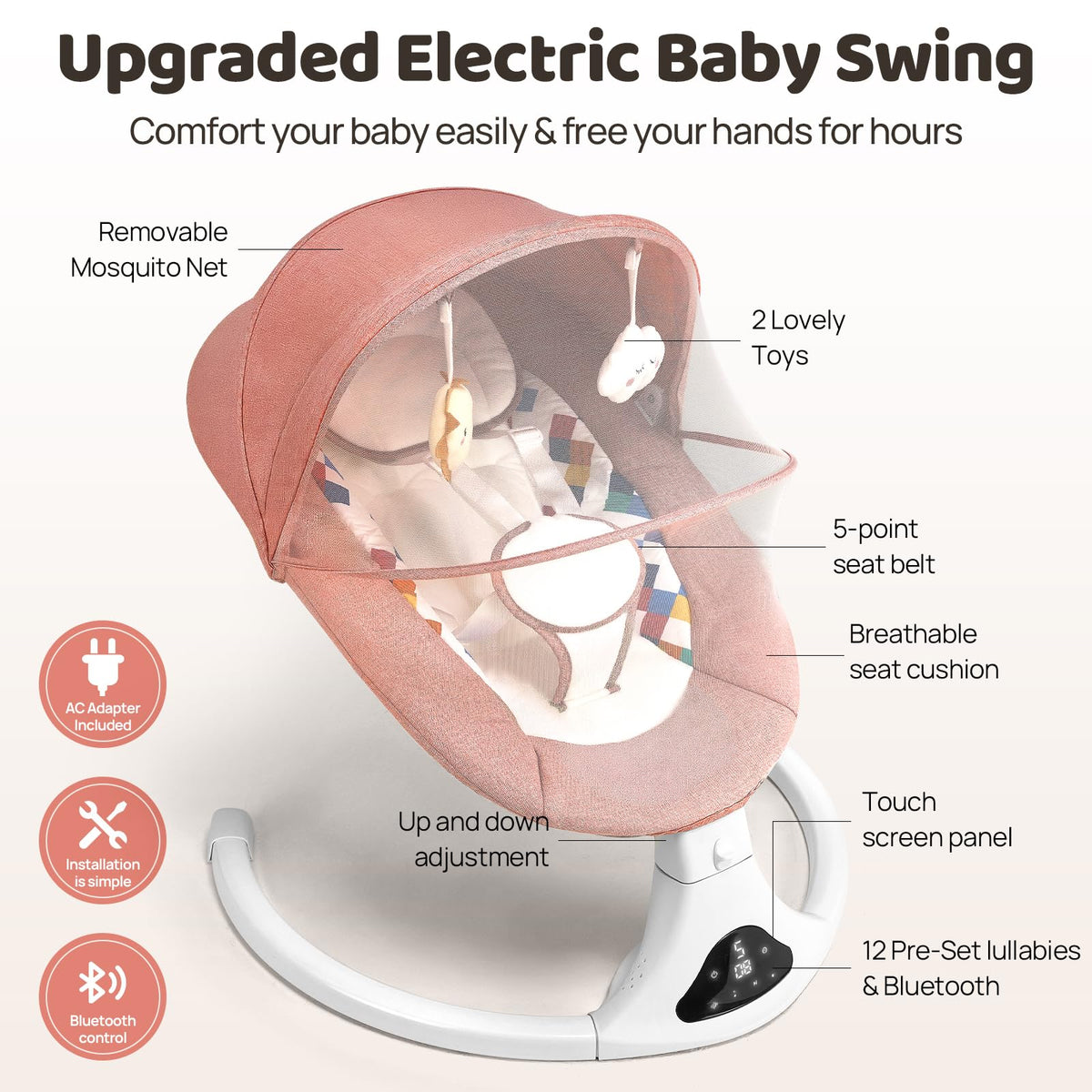 Feitiong infant swing digital control panel and remote control closeup