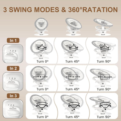 Side view of Zoicay baby swing with motion detection