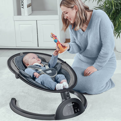 Side view of BabyBond infant swing with adjustable seat positions