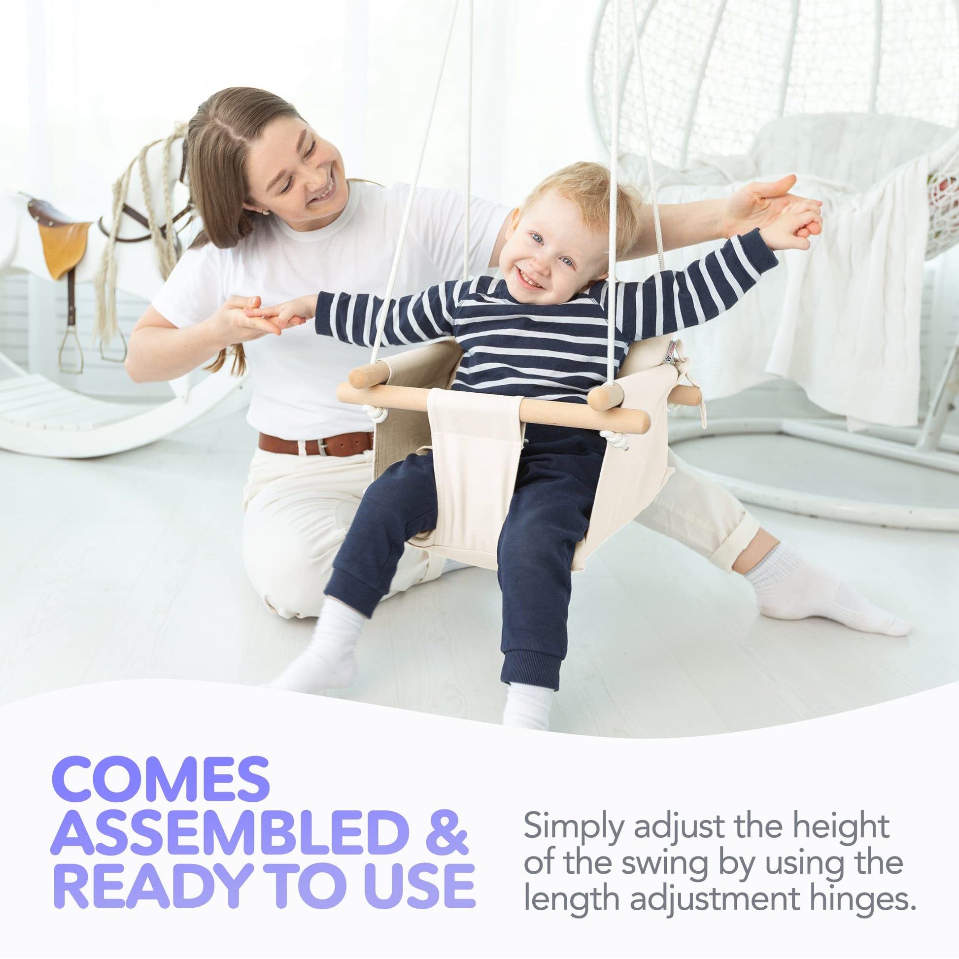 Cateam baby swing installed in a nursery setting