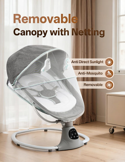 Grey portable baby rocker for infants and toddlers