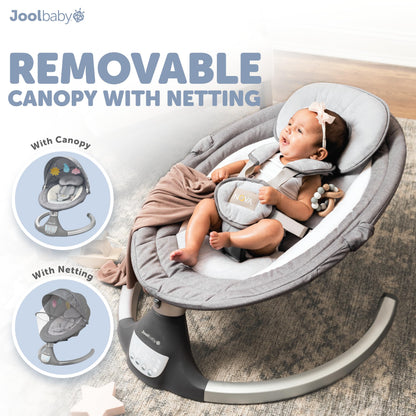 Jool Baby Nova newborn swing side view in gray