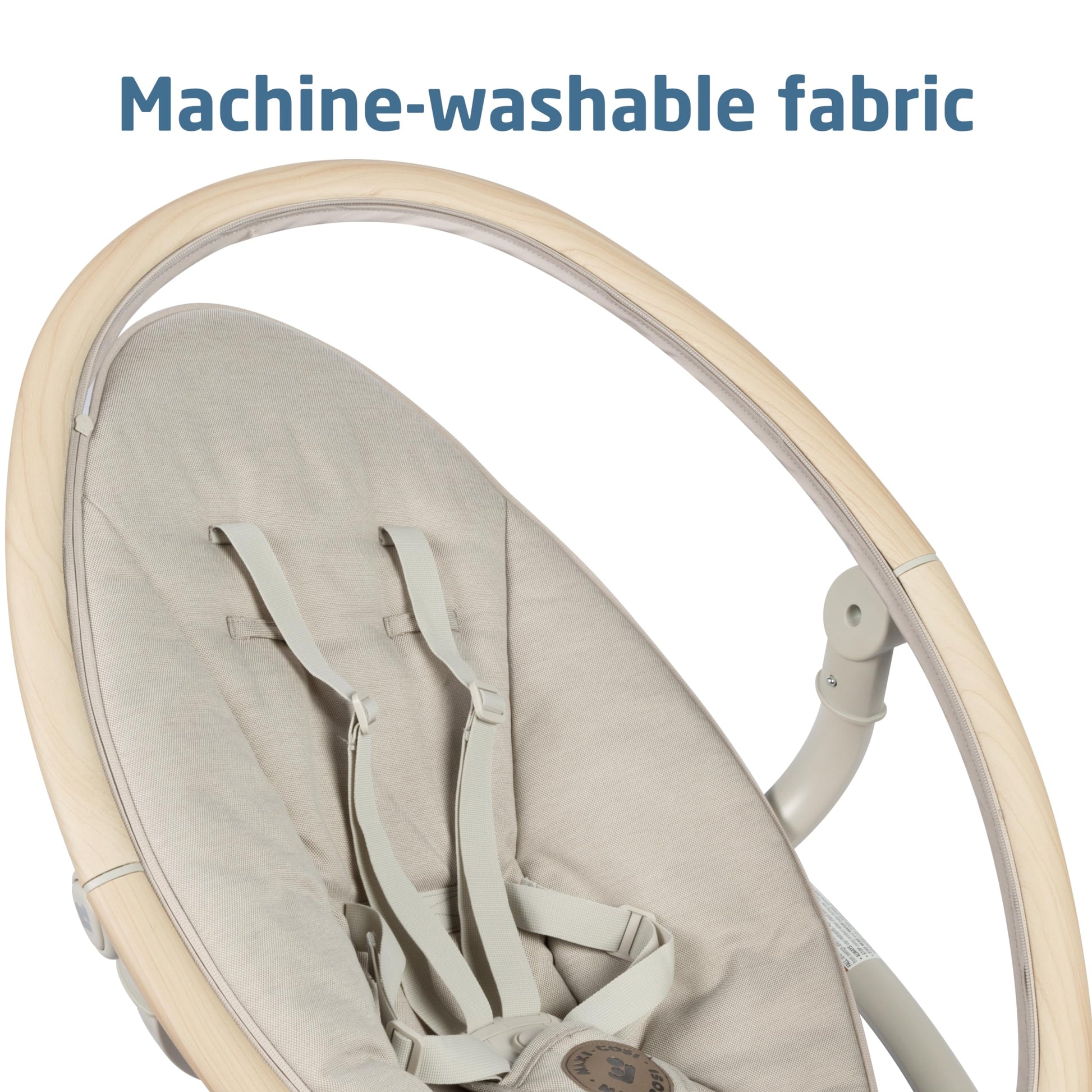 Maxi-Cosi baby swing five-point safety harness system detailed view.