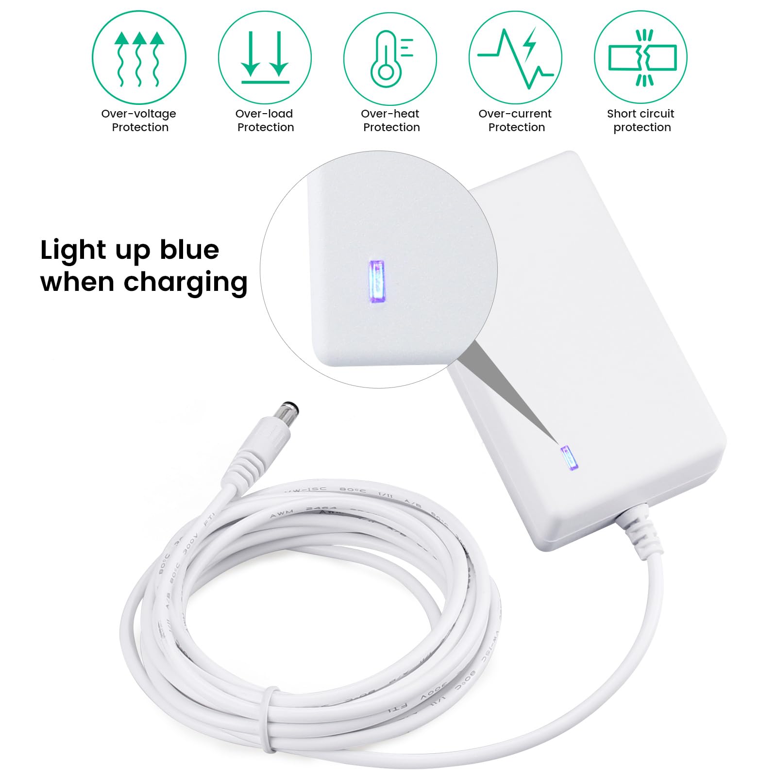 Close up of Yeaoi power adapter plug for 4moms baby gear