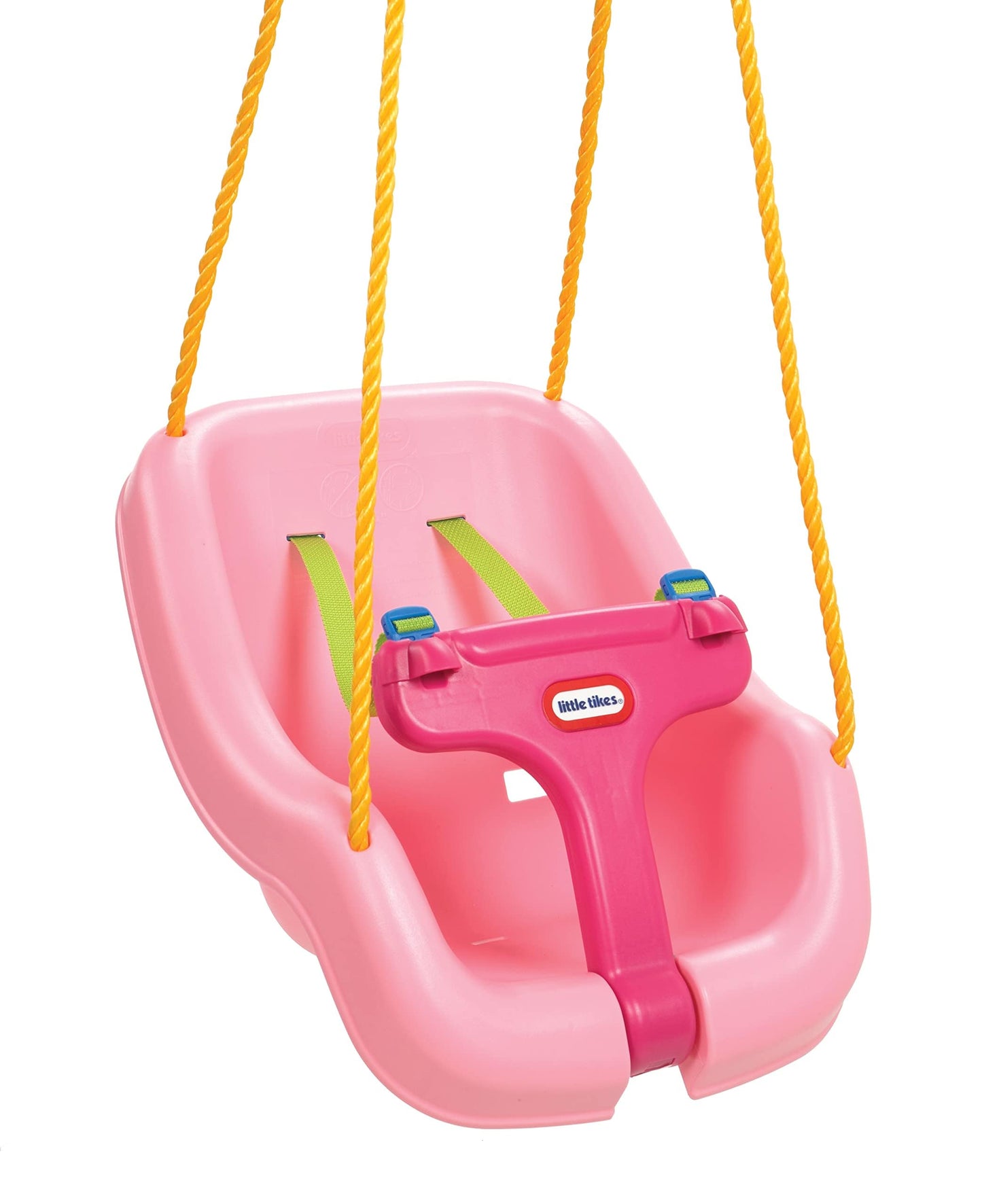 Side profile of Little Tikes 2-in-1 pink toddler swing