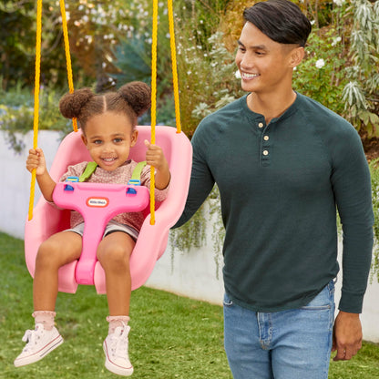 Little Tikes pink swing with T-bar locked in position