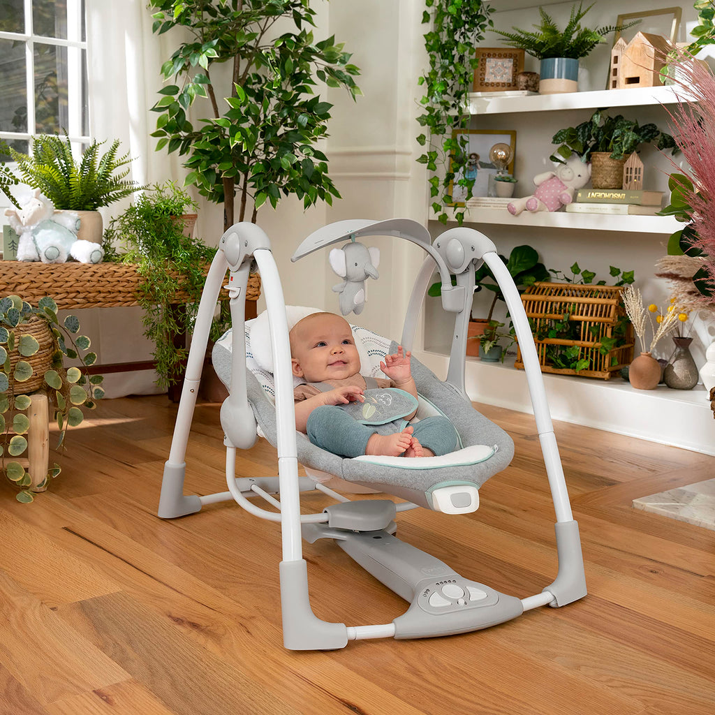 Ingenuity ConvertMe infant seat showing plush fabrics and newborn headrest