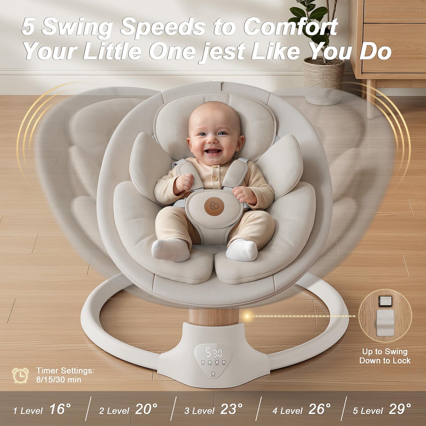 FasonBaby electric swing 5 speed settings panel