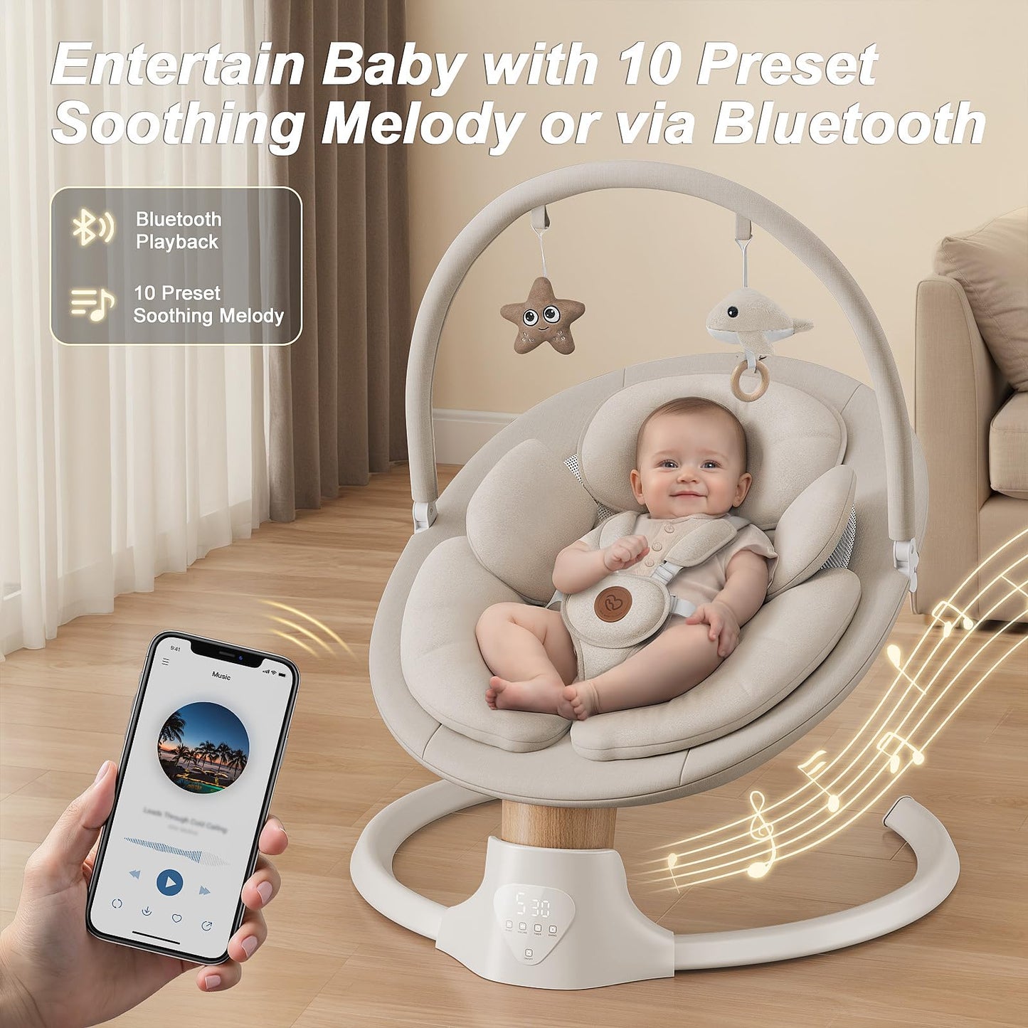 FasonBaby baby swing with 5-point safety harness