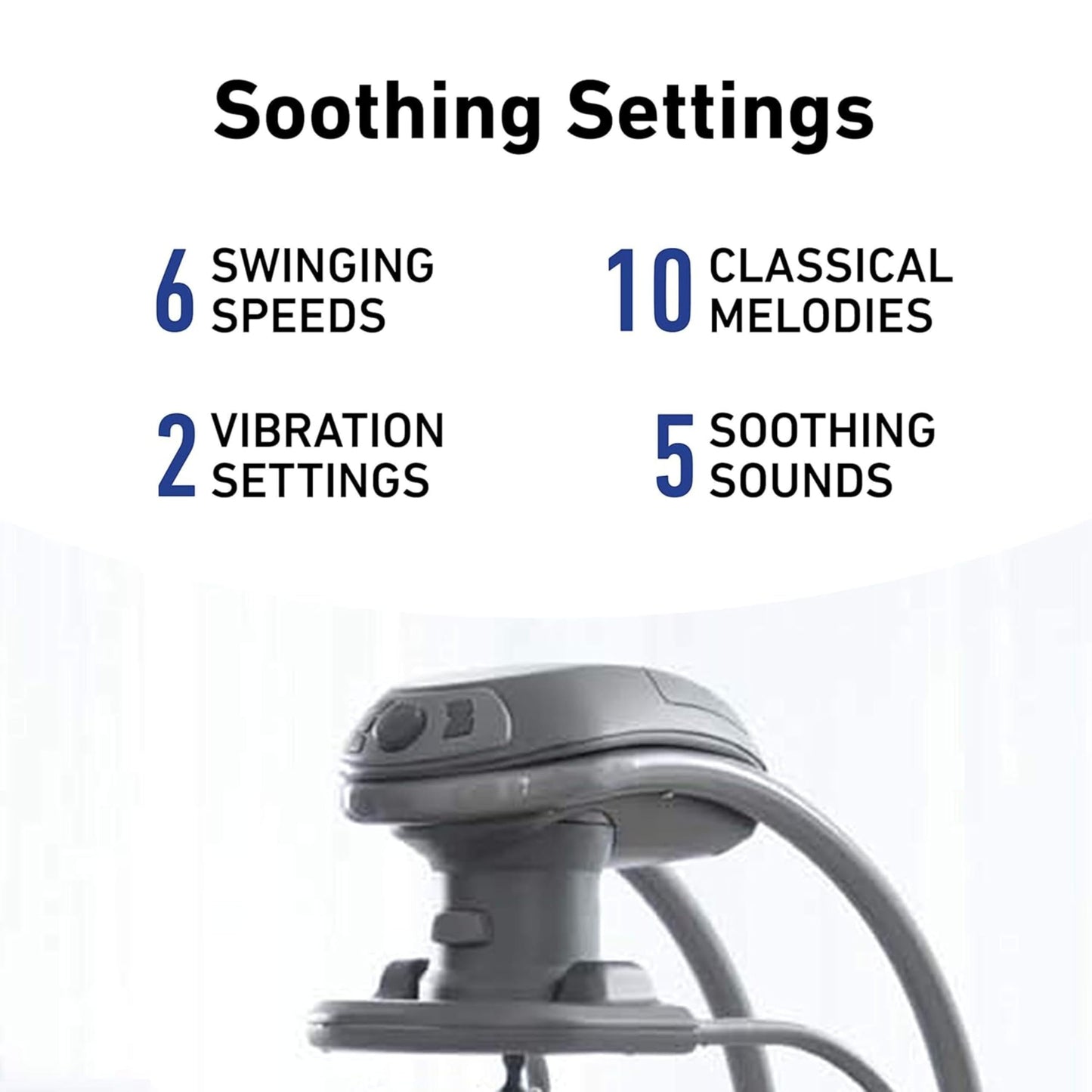 Graco DuetSoothe control panel showing 6 swinging speeds