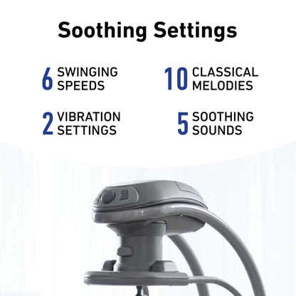 Graco DuetSoothe control panel showing 6 swinging speeds