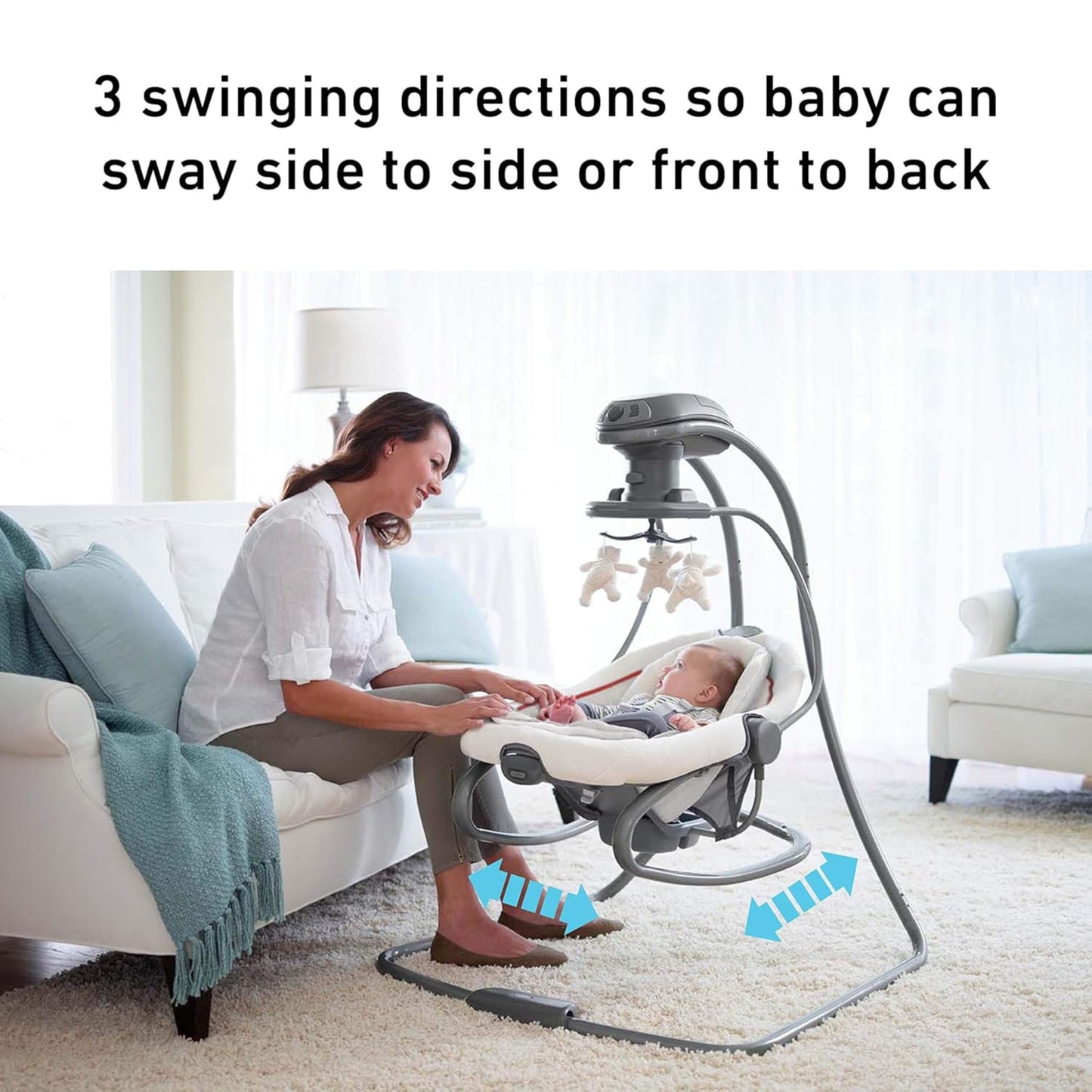 Side view of Graco DuetSoothe showing recline and head support