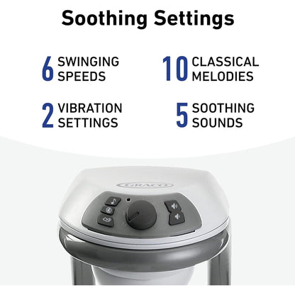 Close up of Graco DuetConnect LX control panel and swing settings