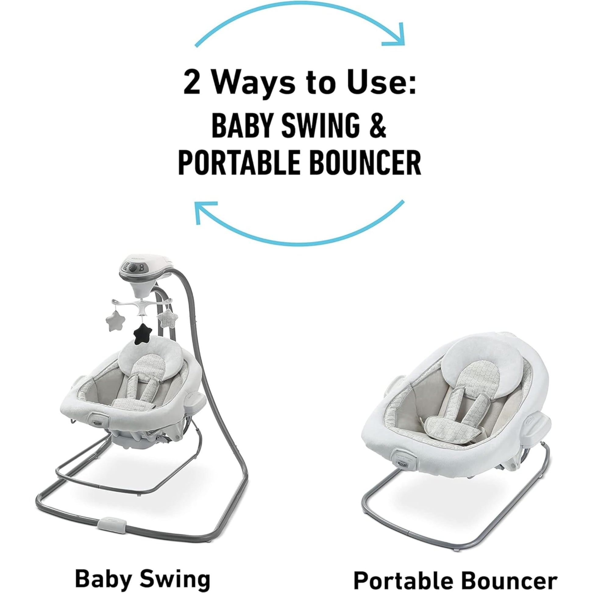 Graco baby bouncer seat detached from swing frame with carry handles