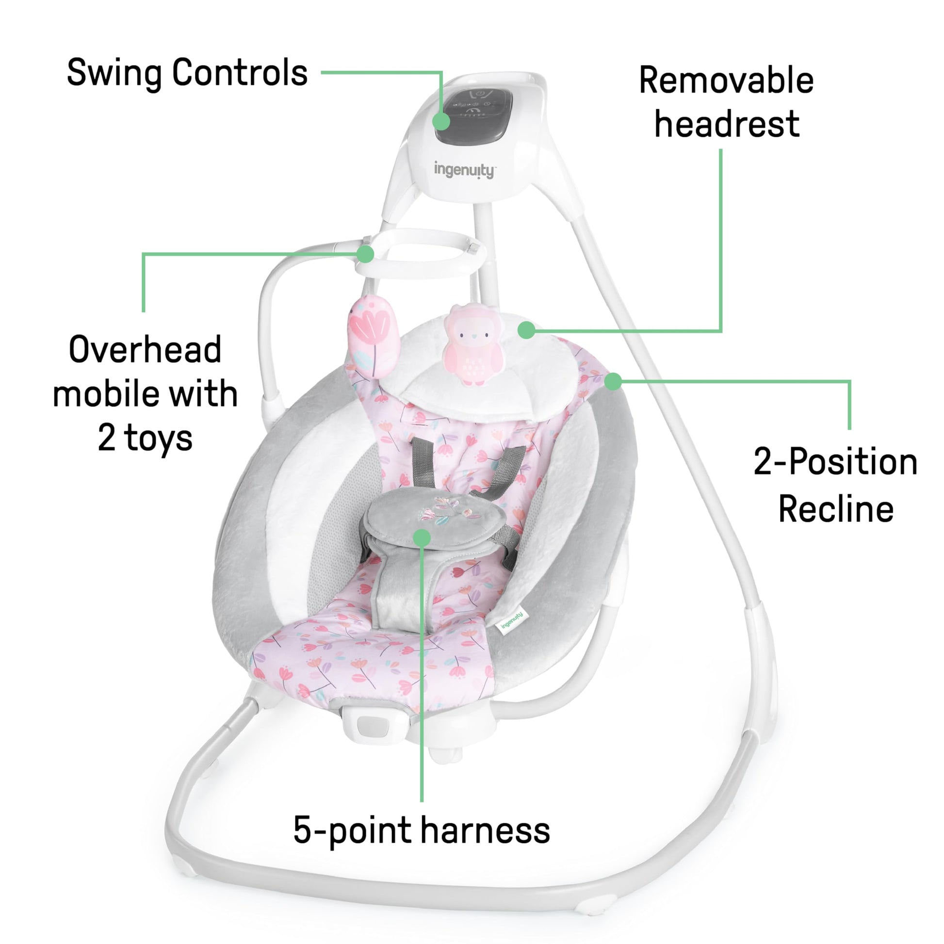 Ingenuity SimpleComfort swing compact frame design