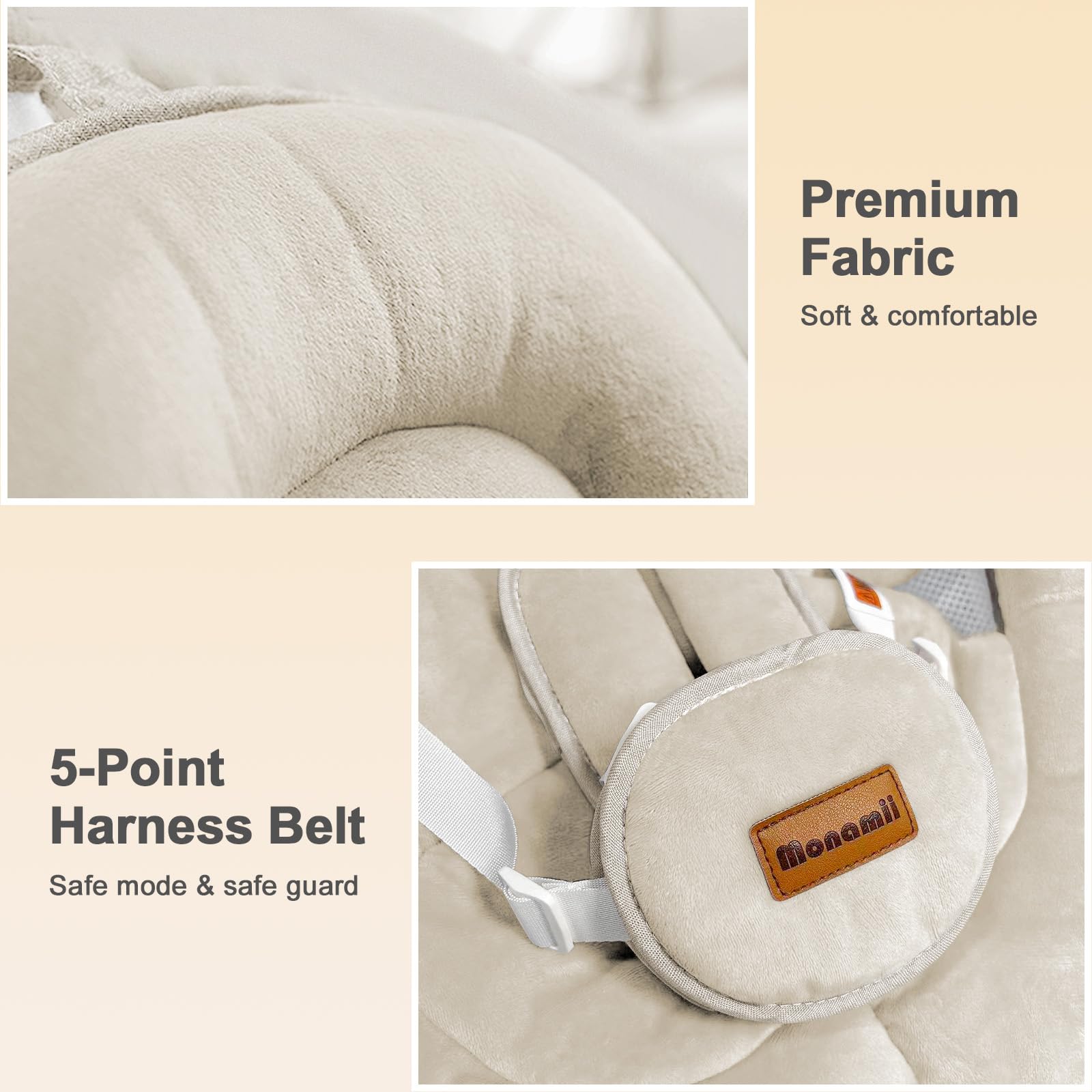 Top view of comfortable Monamii infant cradle seat