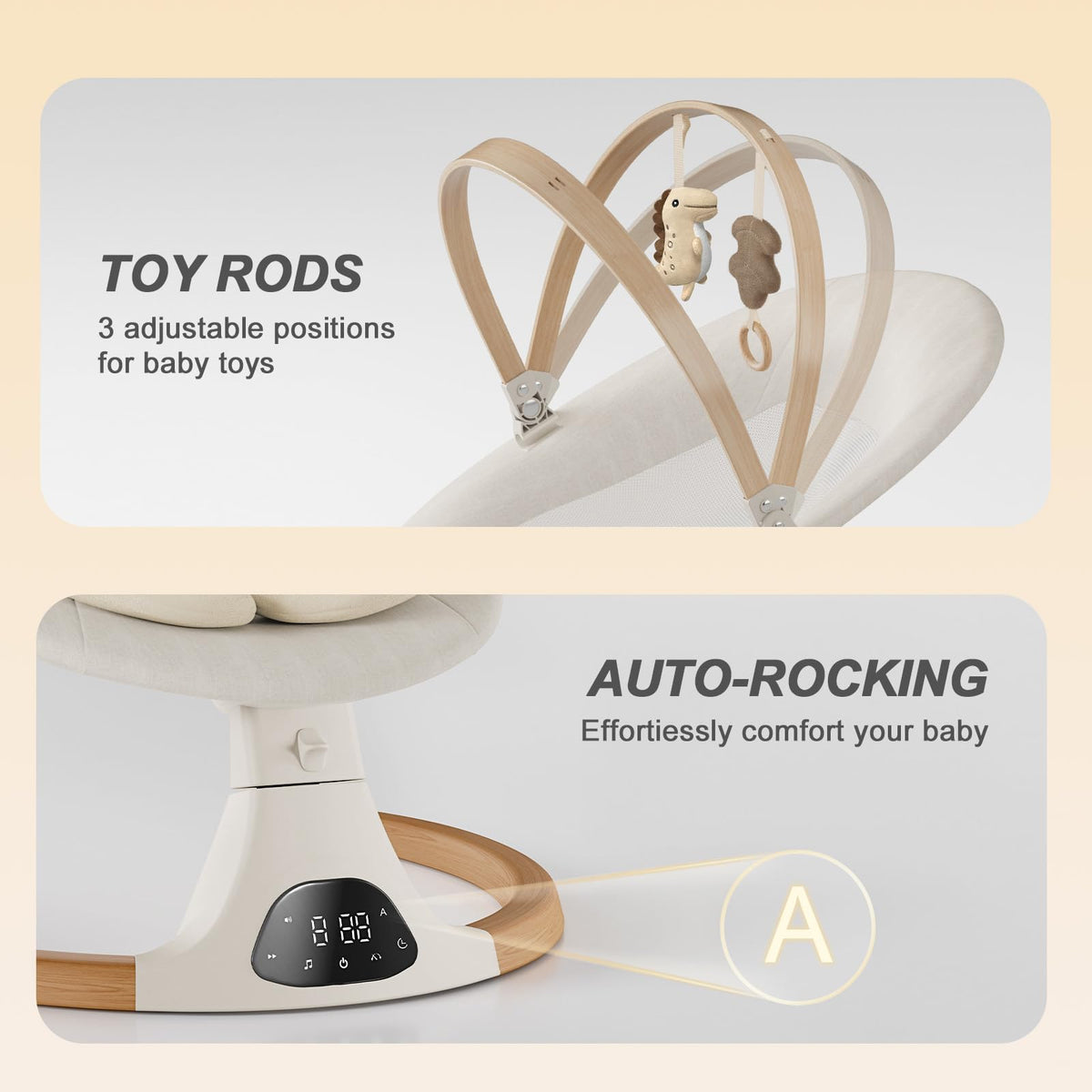 Monamii baby swing safety lock mechanism and base details