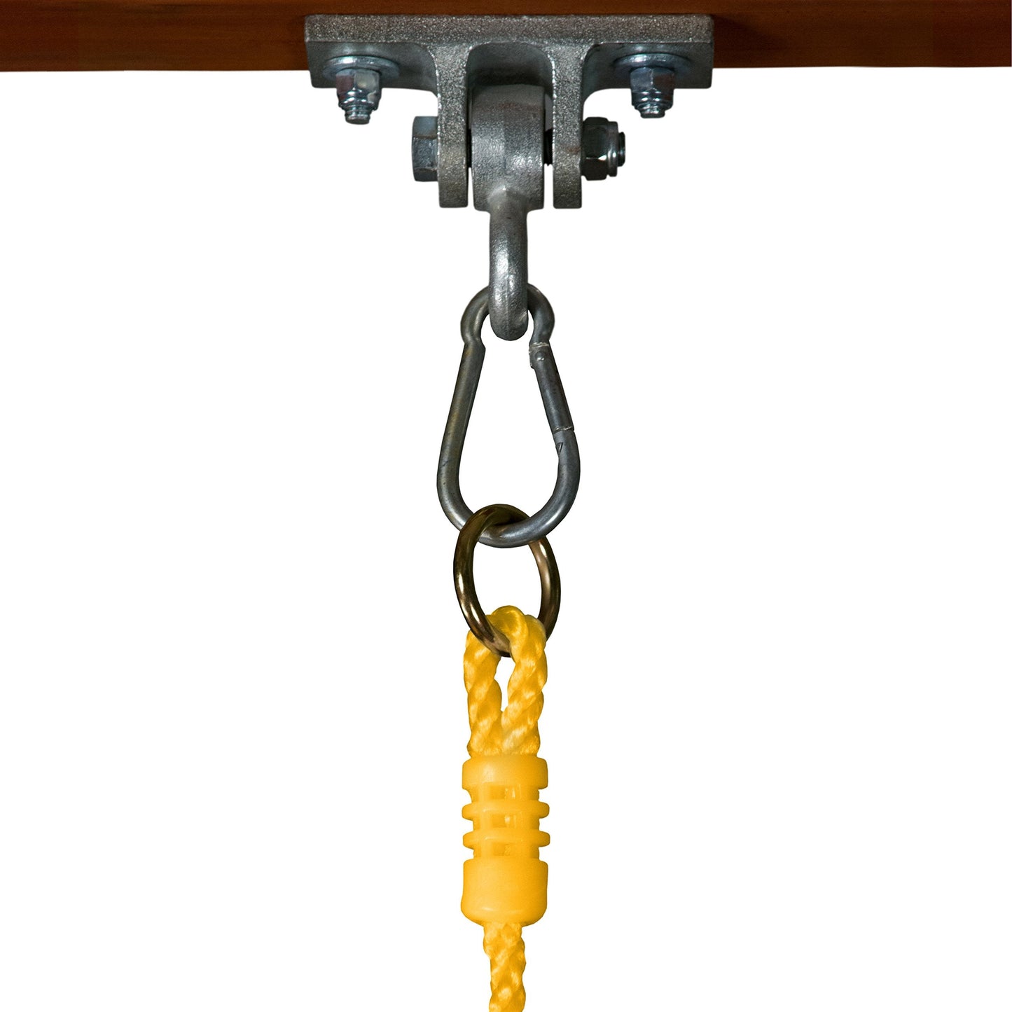 Rear view of high back plastic infant swing for backyard playground