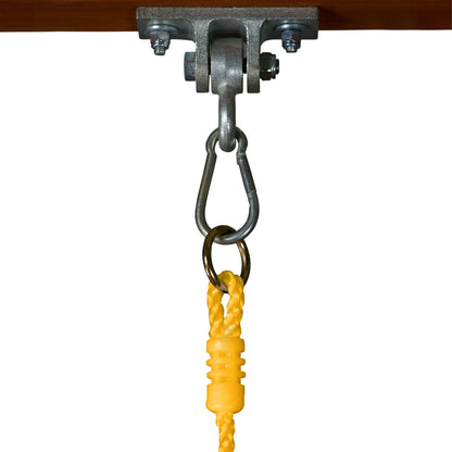 Rear view of high back plastic infant swing for backyard playground