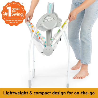 Bright Starts baby swing with toy bar and animal friends