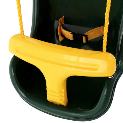 Gorilla Playsets toddler swing showing safety torso straps
