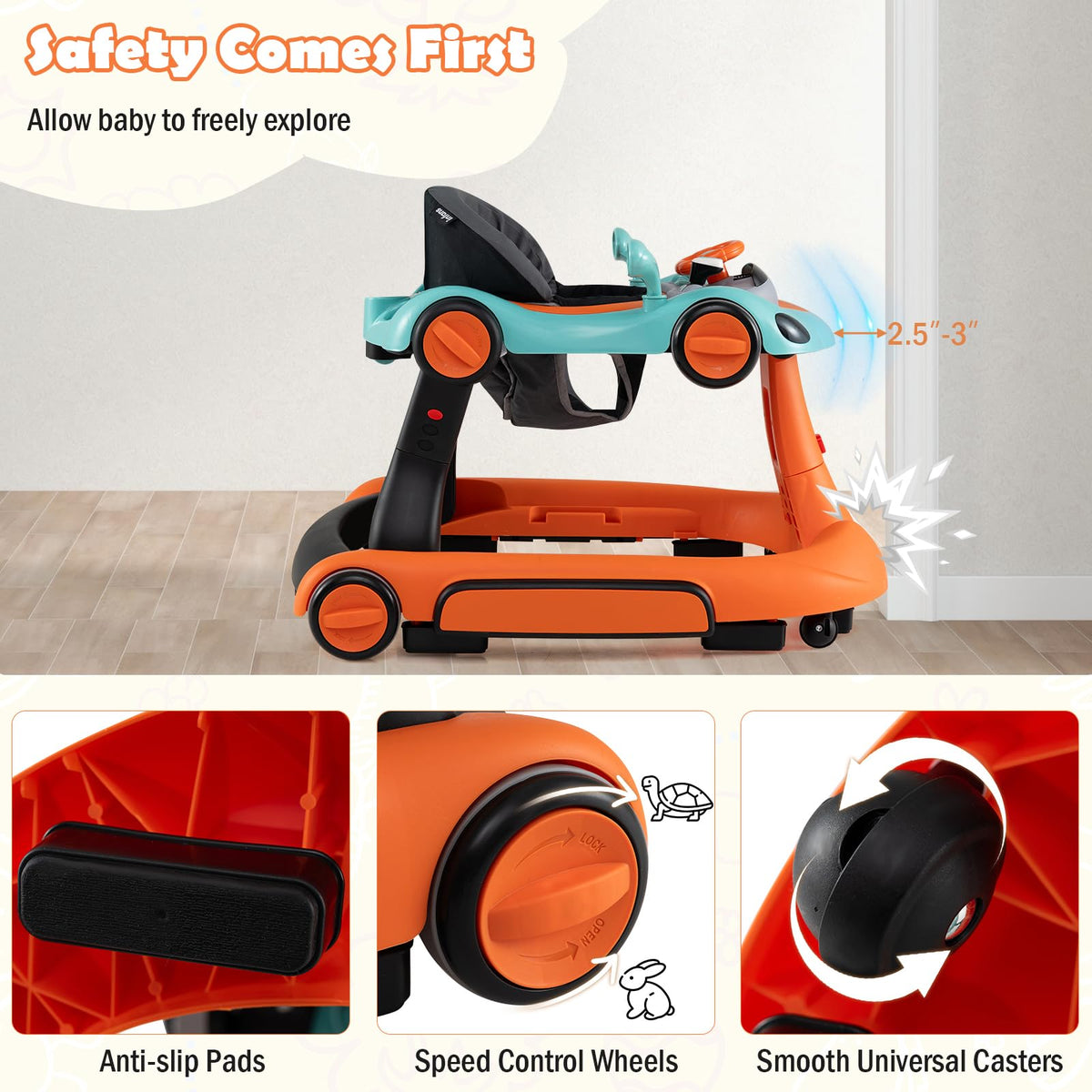 Honey Joy baby walker wheels and safety pads