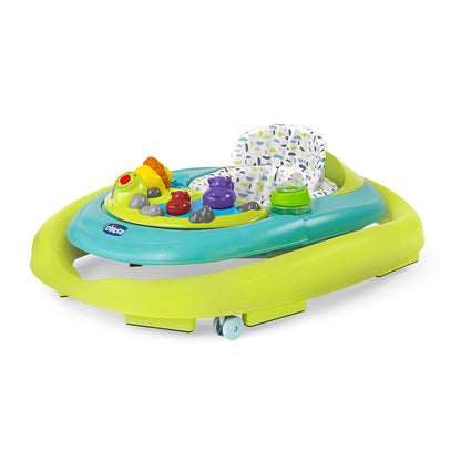 Close up of the multilingual electronic play tray on the Chicco walker.
