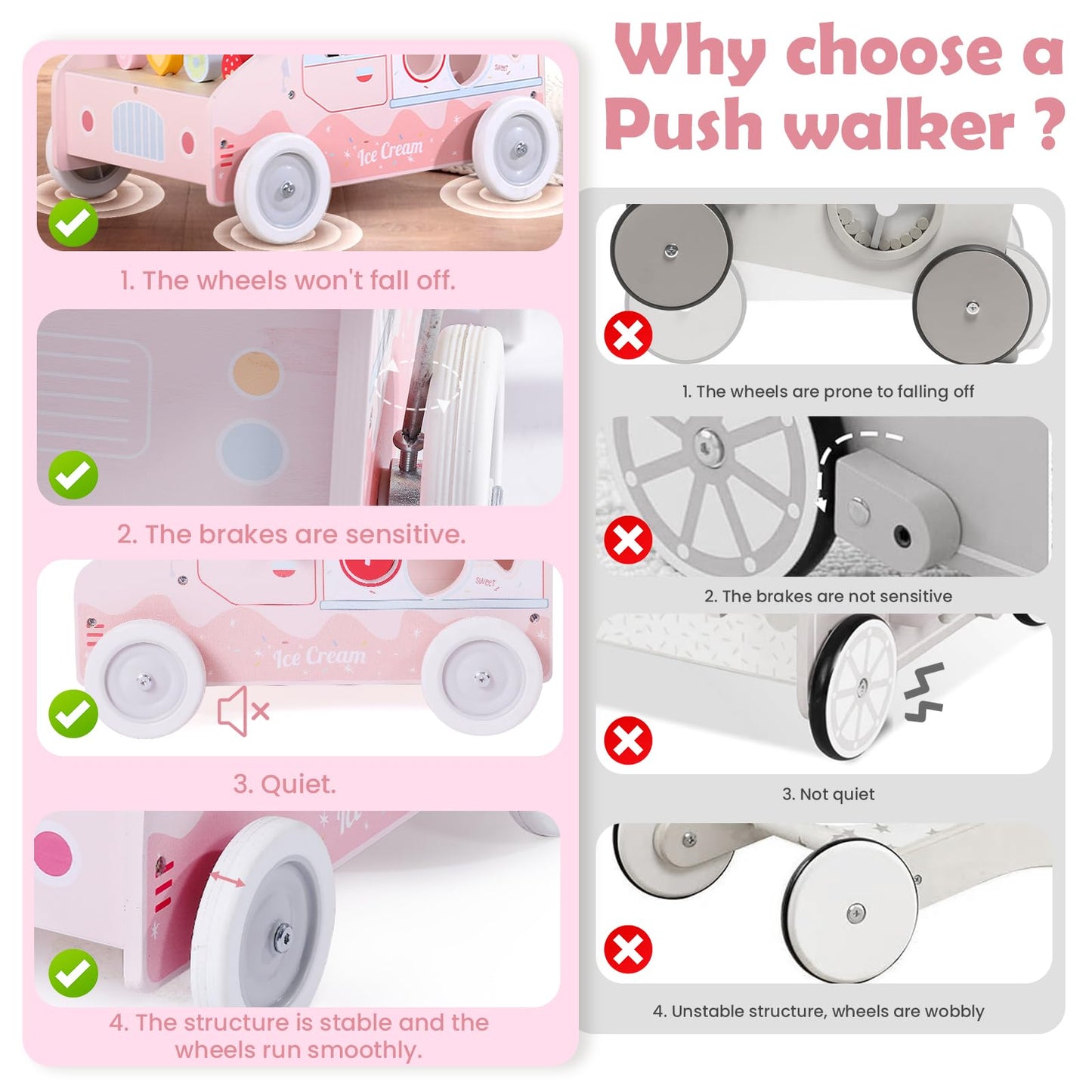 Close up of interactive beads on Labebe baby walker