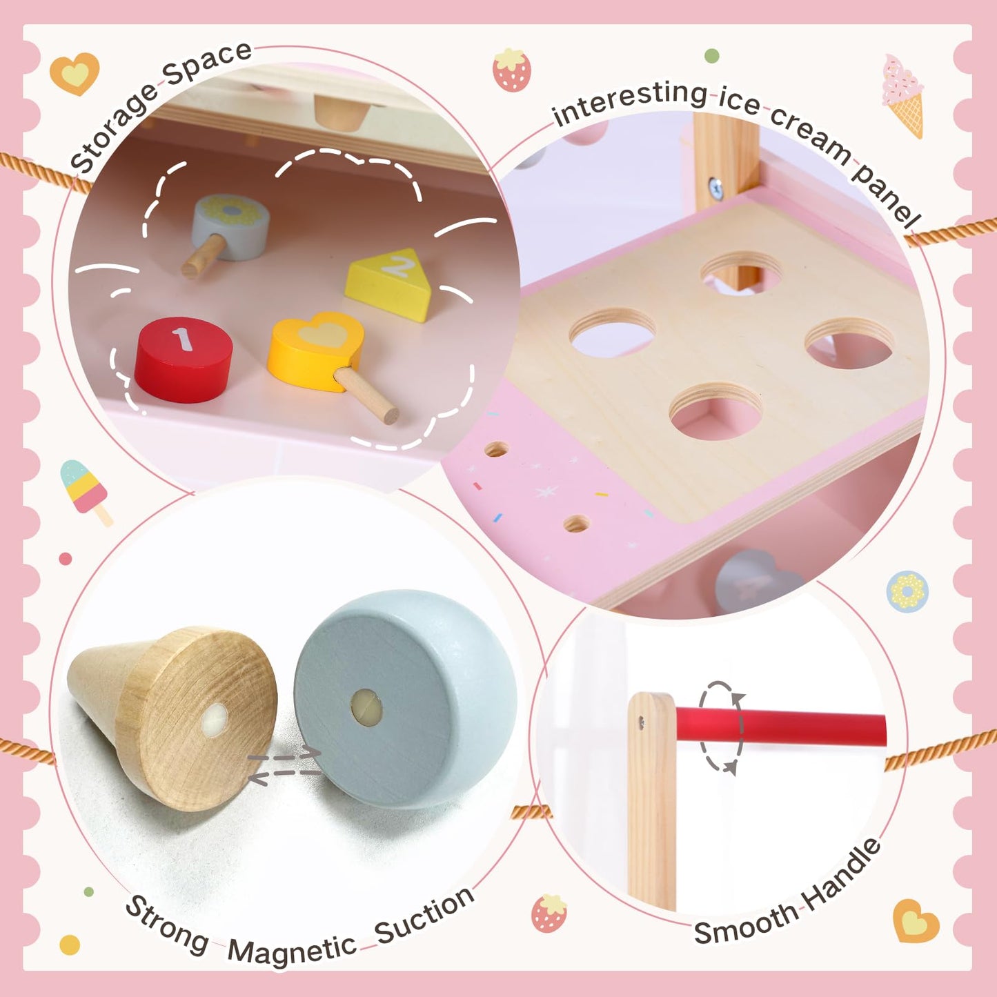 Labebe ice cream cart walker showing storage space