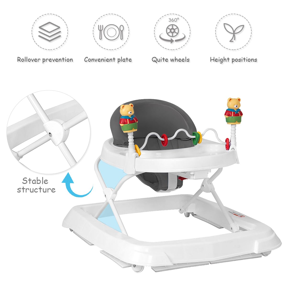 Compact baby walker for boys and girls
