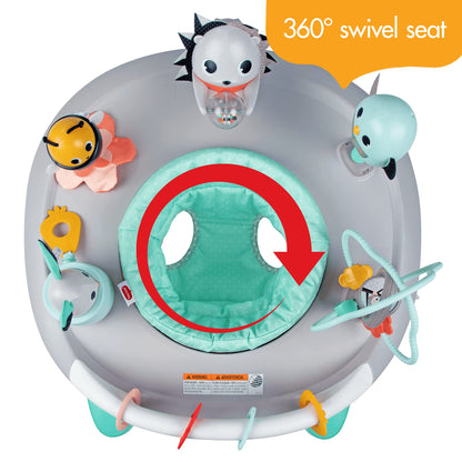 Close up of developmental toys on Tiny Love activity center