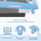 Infans toddler walker showing washable seat cushion