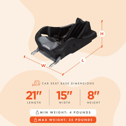 Side profile of Baby Trend Secure 35 base showing recline positions
