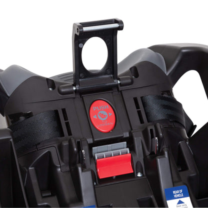 Detailed shot of push-on LATCH system for Baby Trend base