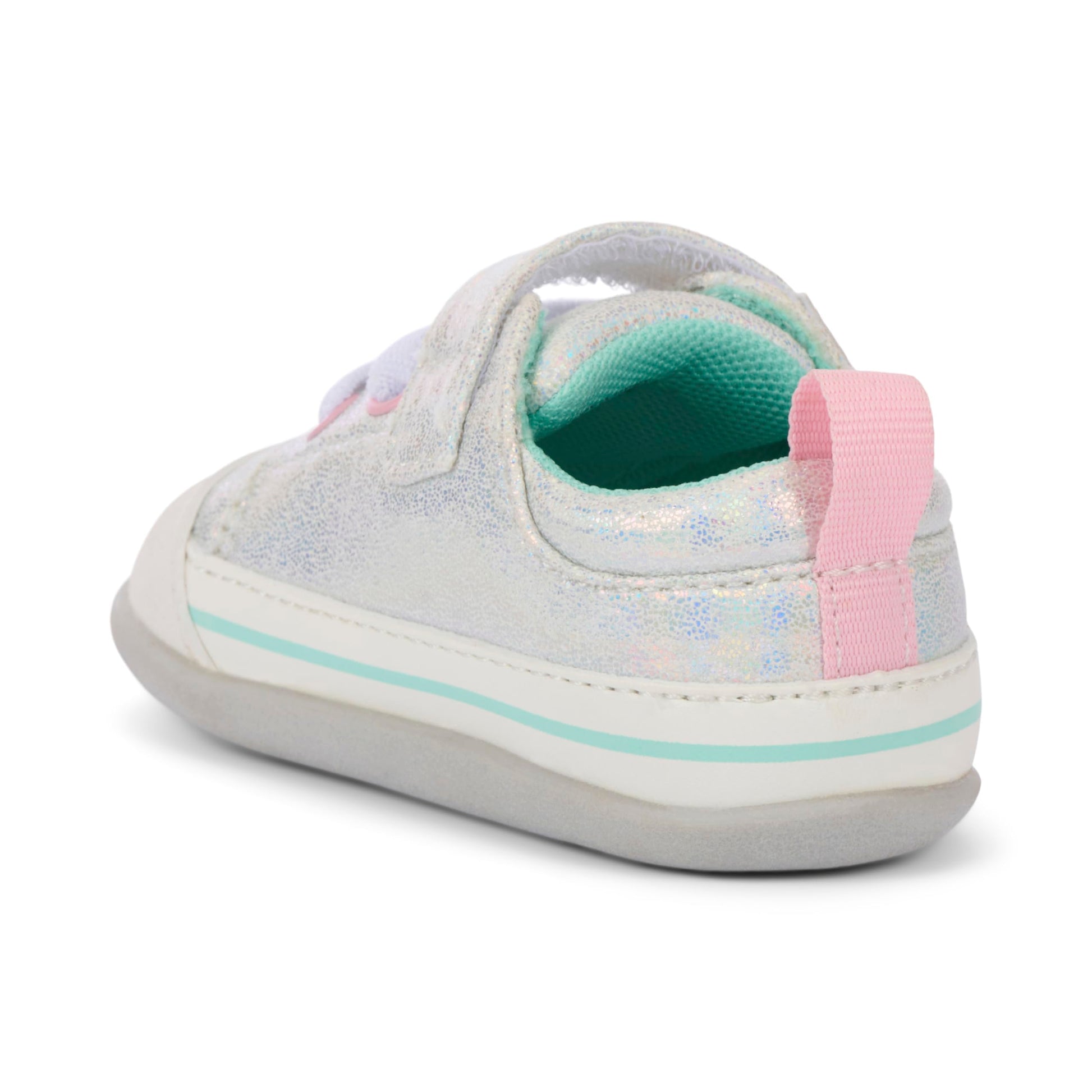 Side profile of See Kai Run Stevie Mini metallic toddler sneaker