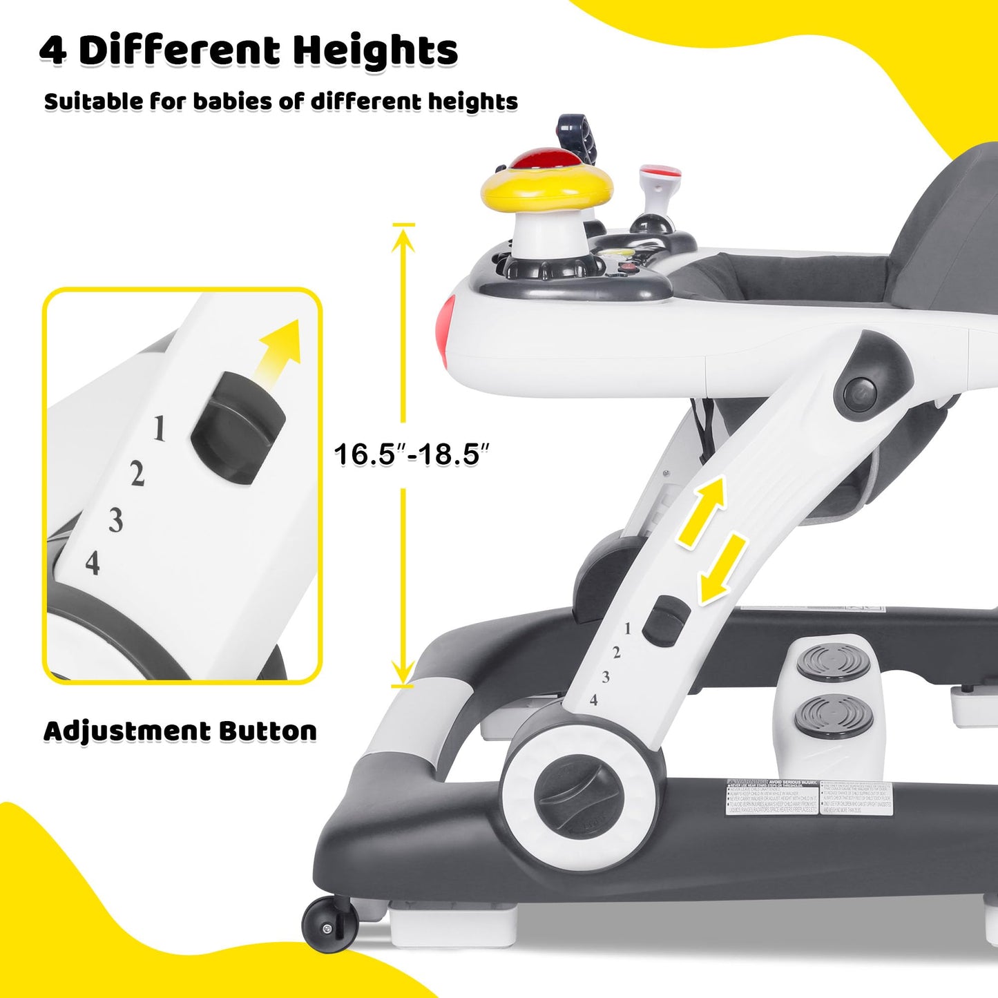 Todefull 6 in 1 infant walker foldable design