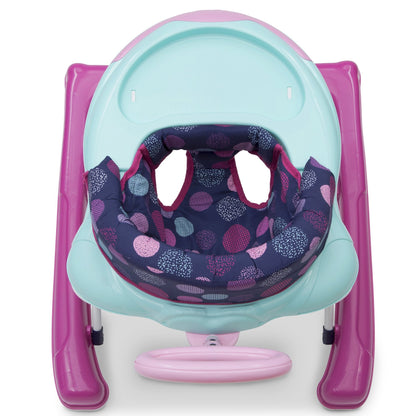 Padded high-back seat detail of the baby walker