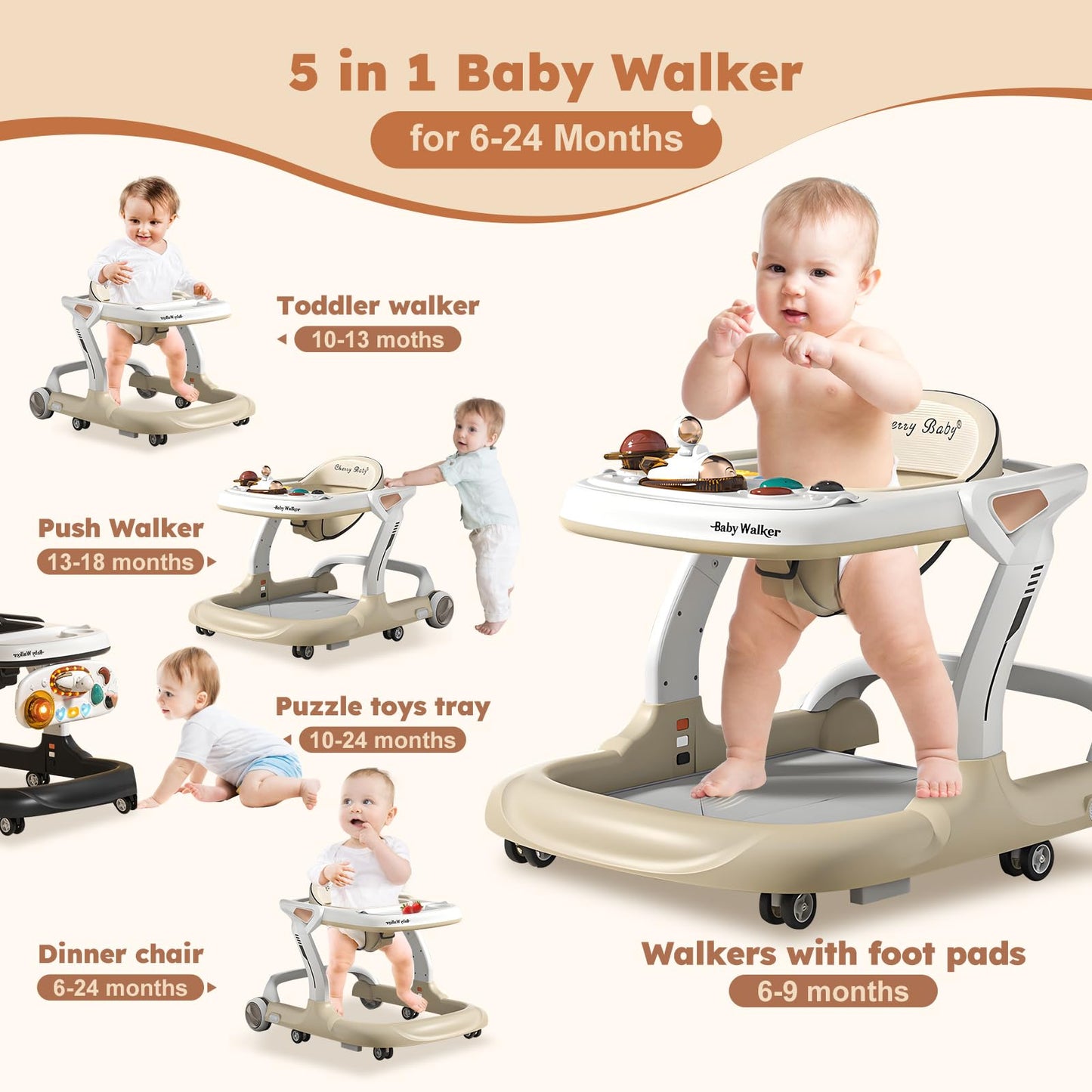 Interactive toy tray with lights on Qpwopngas baby walker