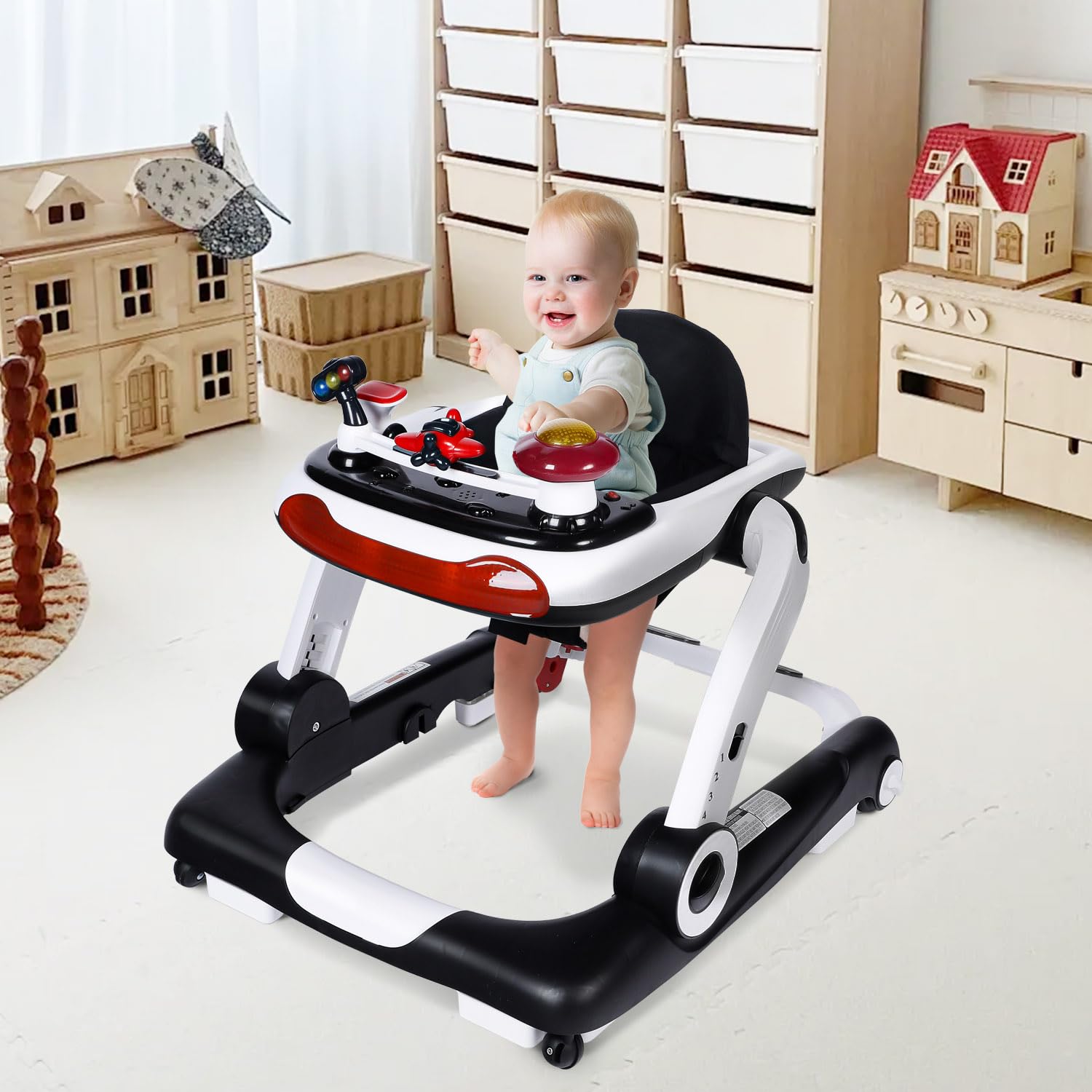 Top view of baby walker seat and safety bumper design