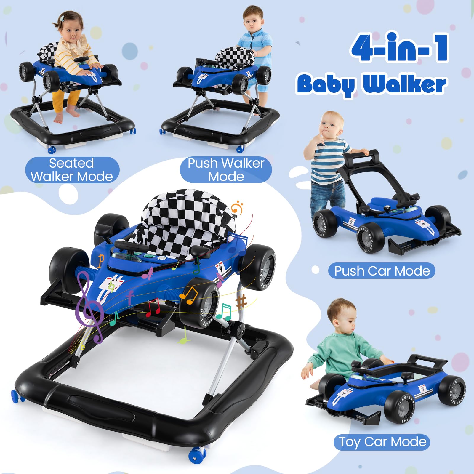 Honey Joy baby walker foldable car mode side view
